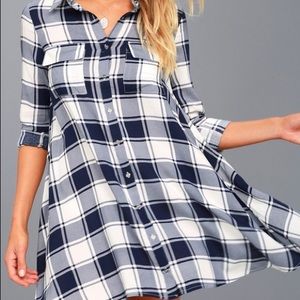 Navy & white plaid/checkered dress
